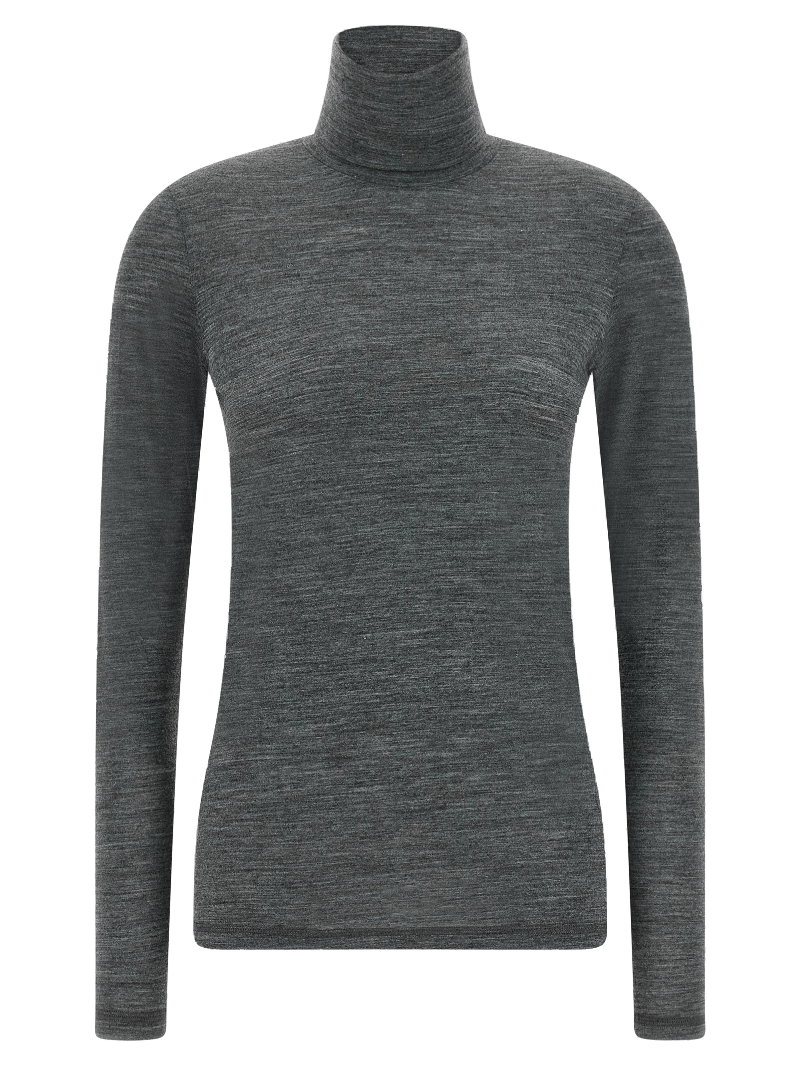 Virgin Wool Blend Knit Turtleneck — Gray
