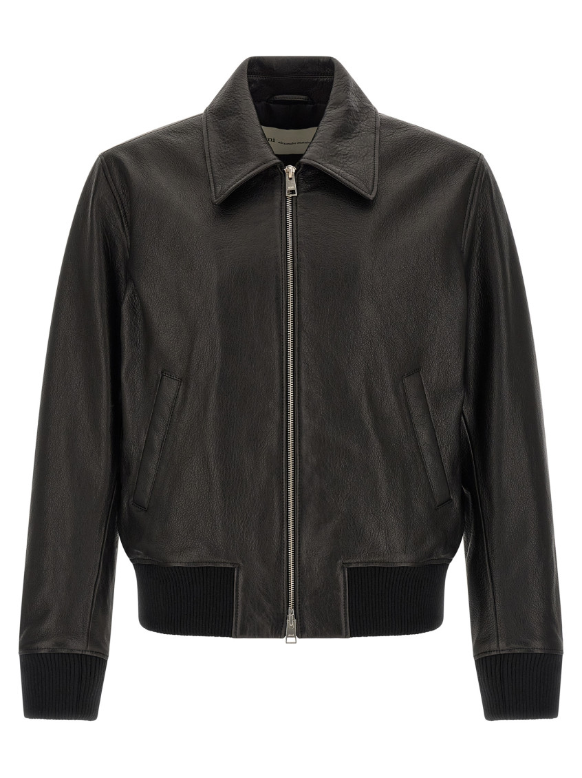 Ami Paris - ami de coeur leather bomber jacket