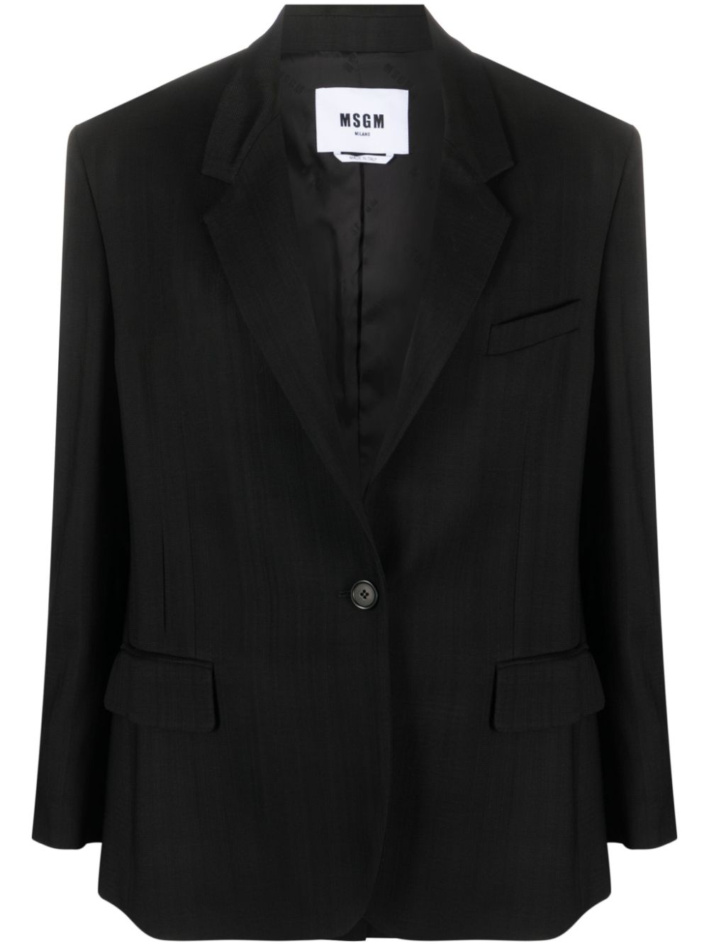 Notched-lapels single-breasted blazer - Black