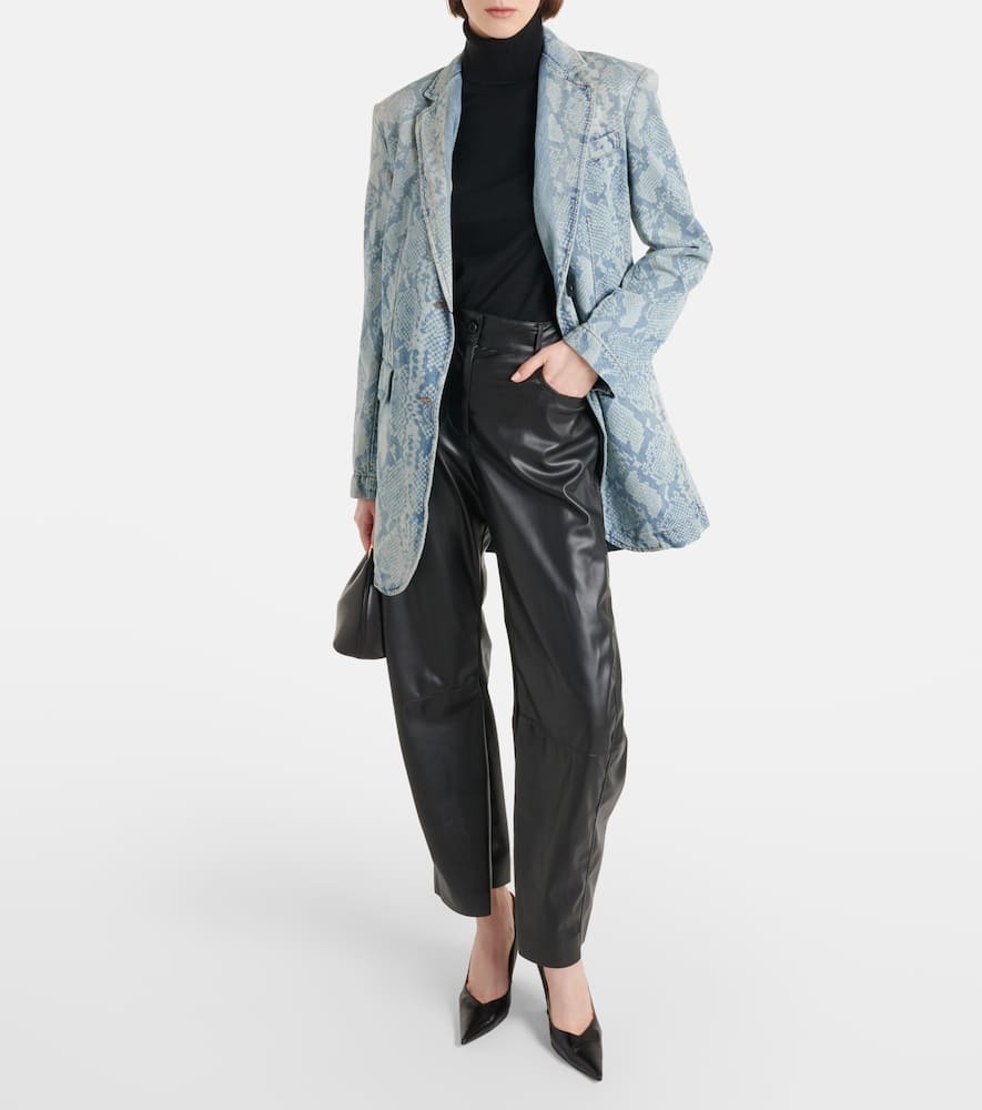 Snake-effect denim blazer