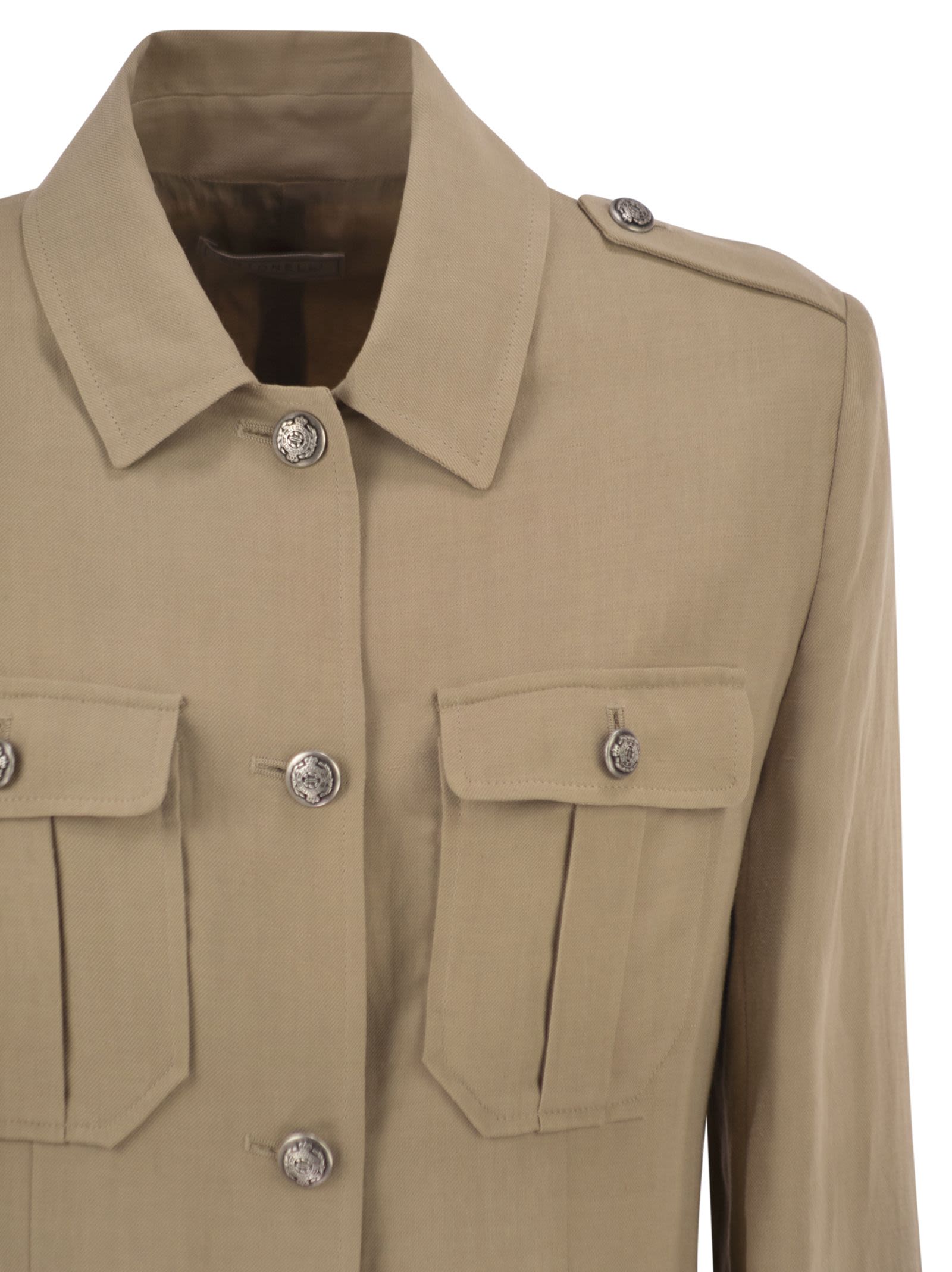 Antonelli Firenze Viscose And Linen Safari Jacket With Utility Detailing