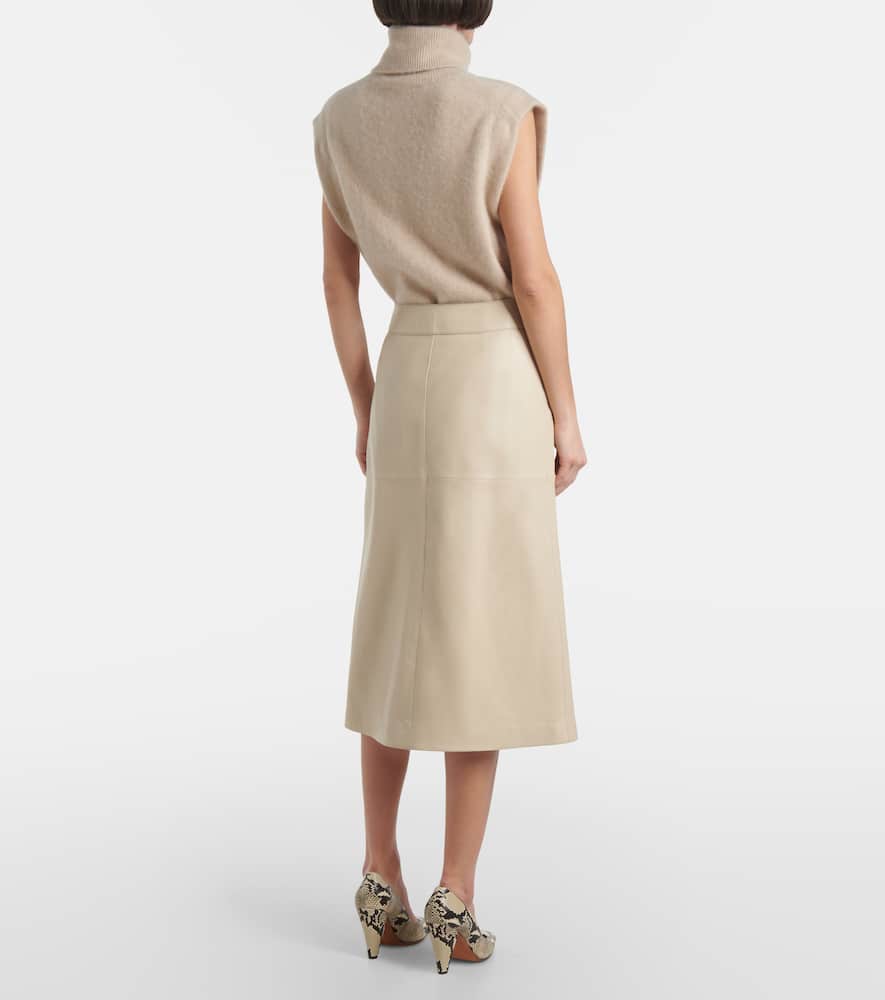 Leather midi skirt