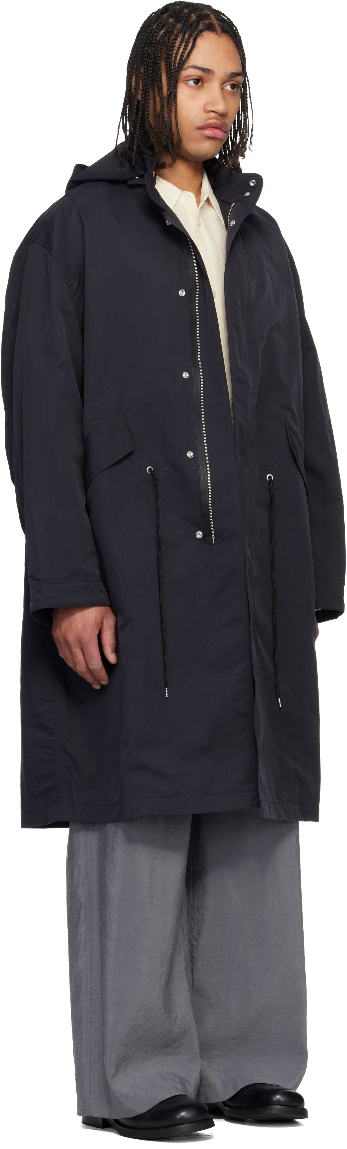 Navy Lotus Coat