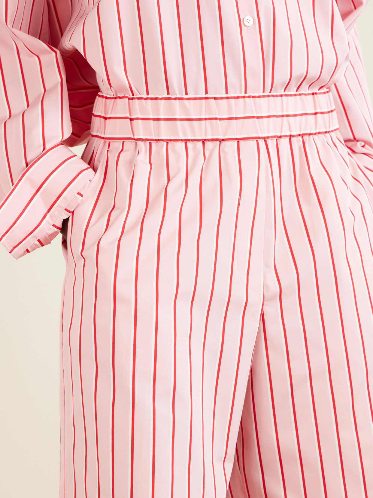 Pomy Bis Striped Cotton Shorts - Pink
