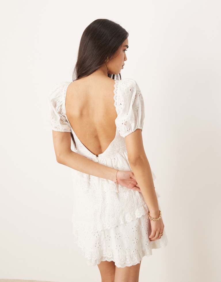 For Love & Lemons Womens Rosalyn lace detail mini dress in white - X-Large