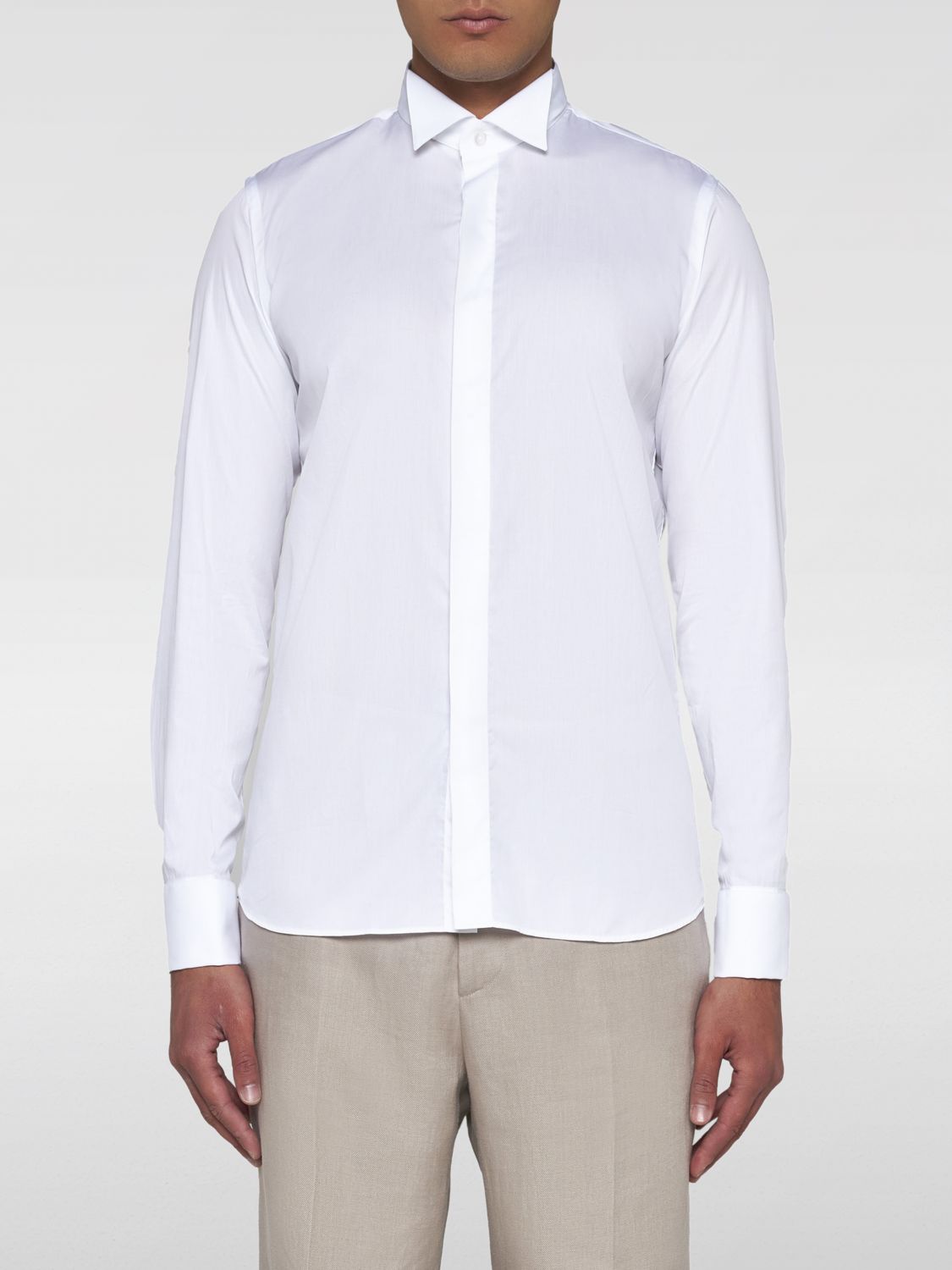 Wingtip-collar cotton shirt - White