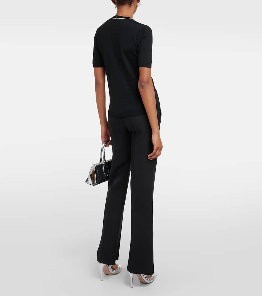 Embellished virgin wool top