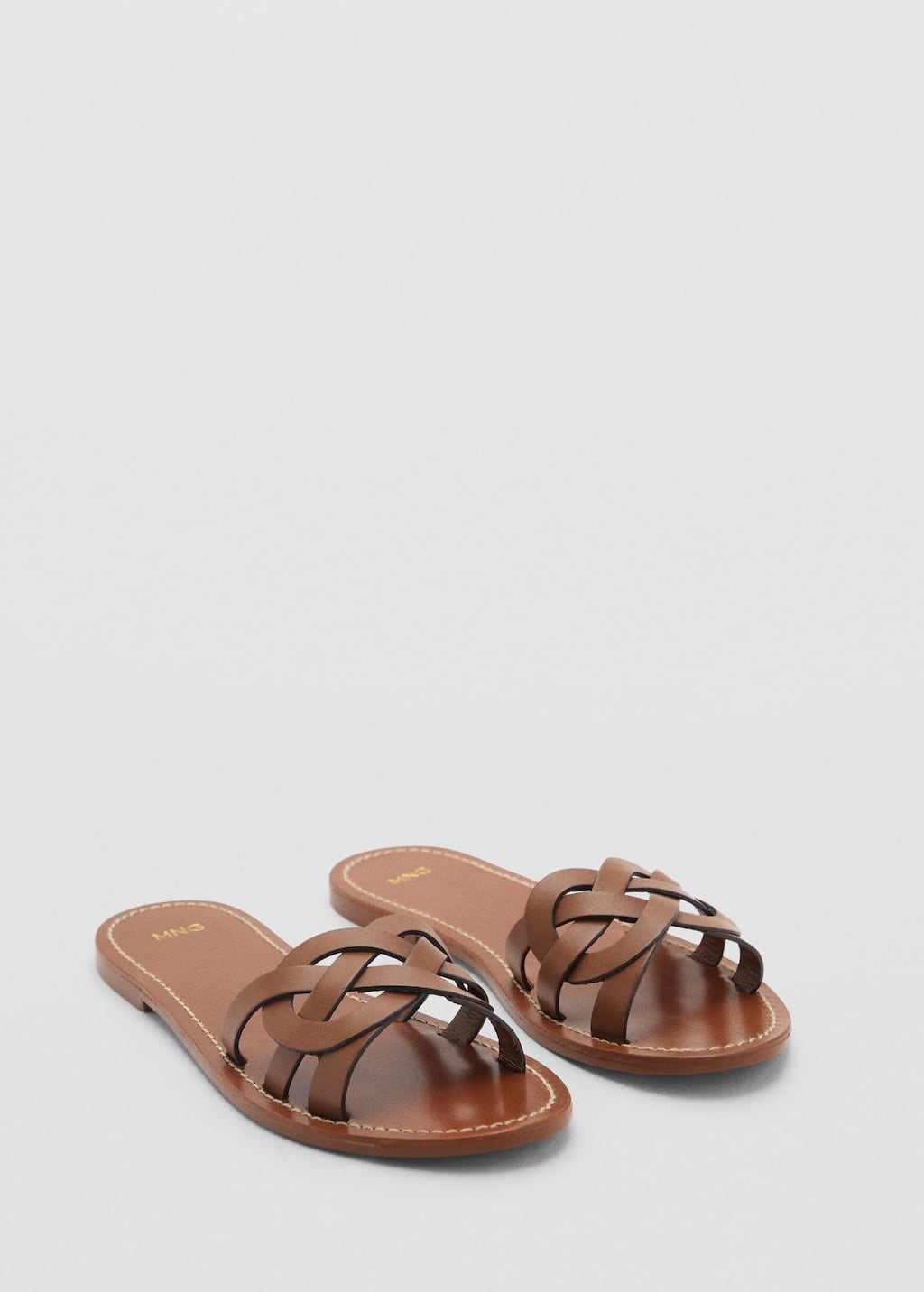 Leather sandals with intertwined strap leather - Woman - 