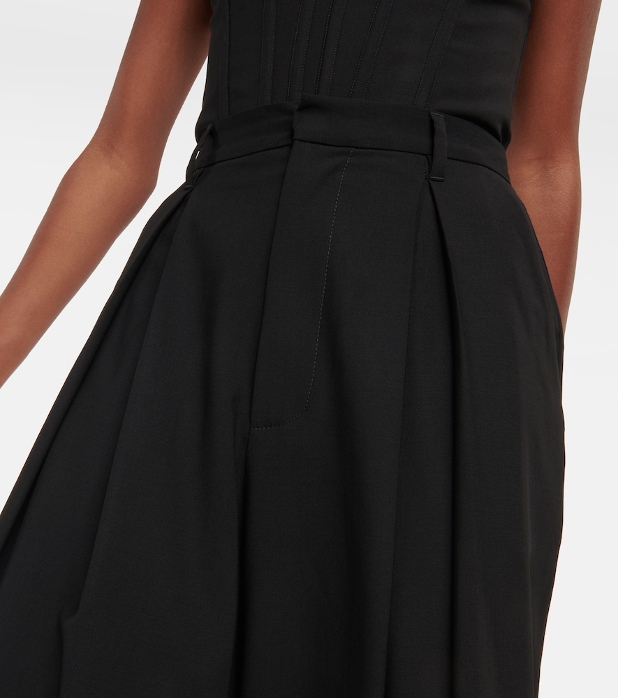 Wool-blend wide-leg pants