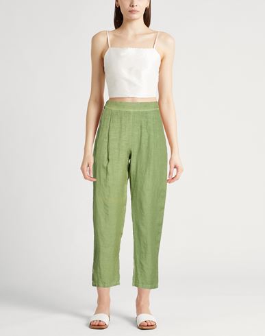 Woman Pants Military green Size 8 Linen