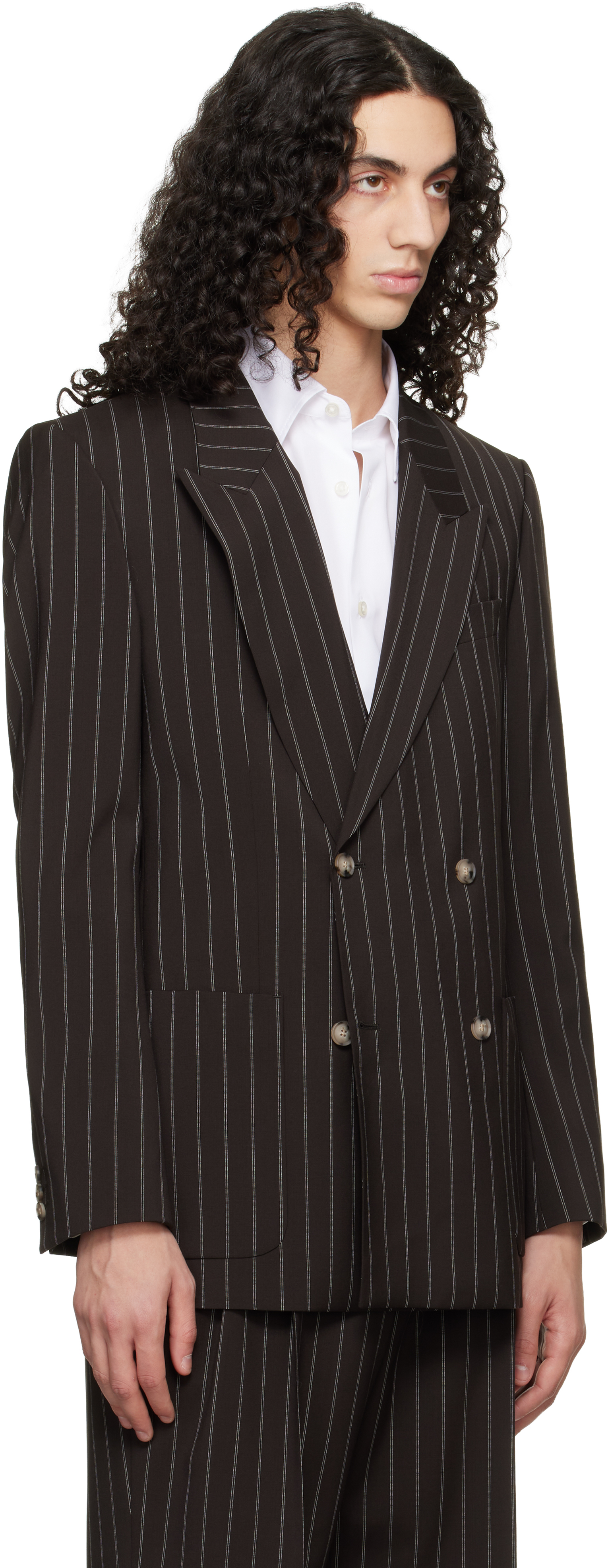 Brown Relaxed-Fit Virgin Wool Blazer