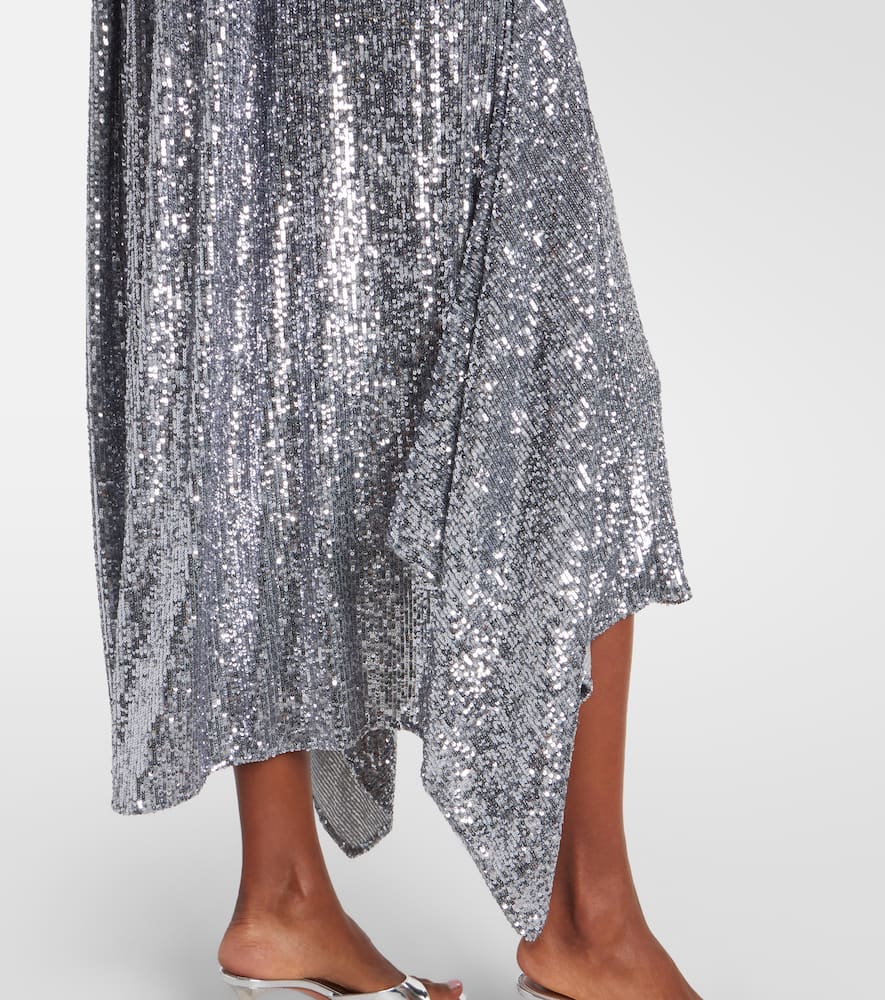 Sequined gathered cocktail dress