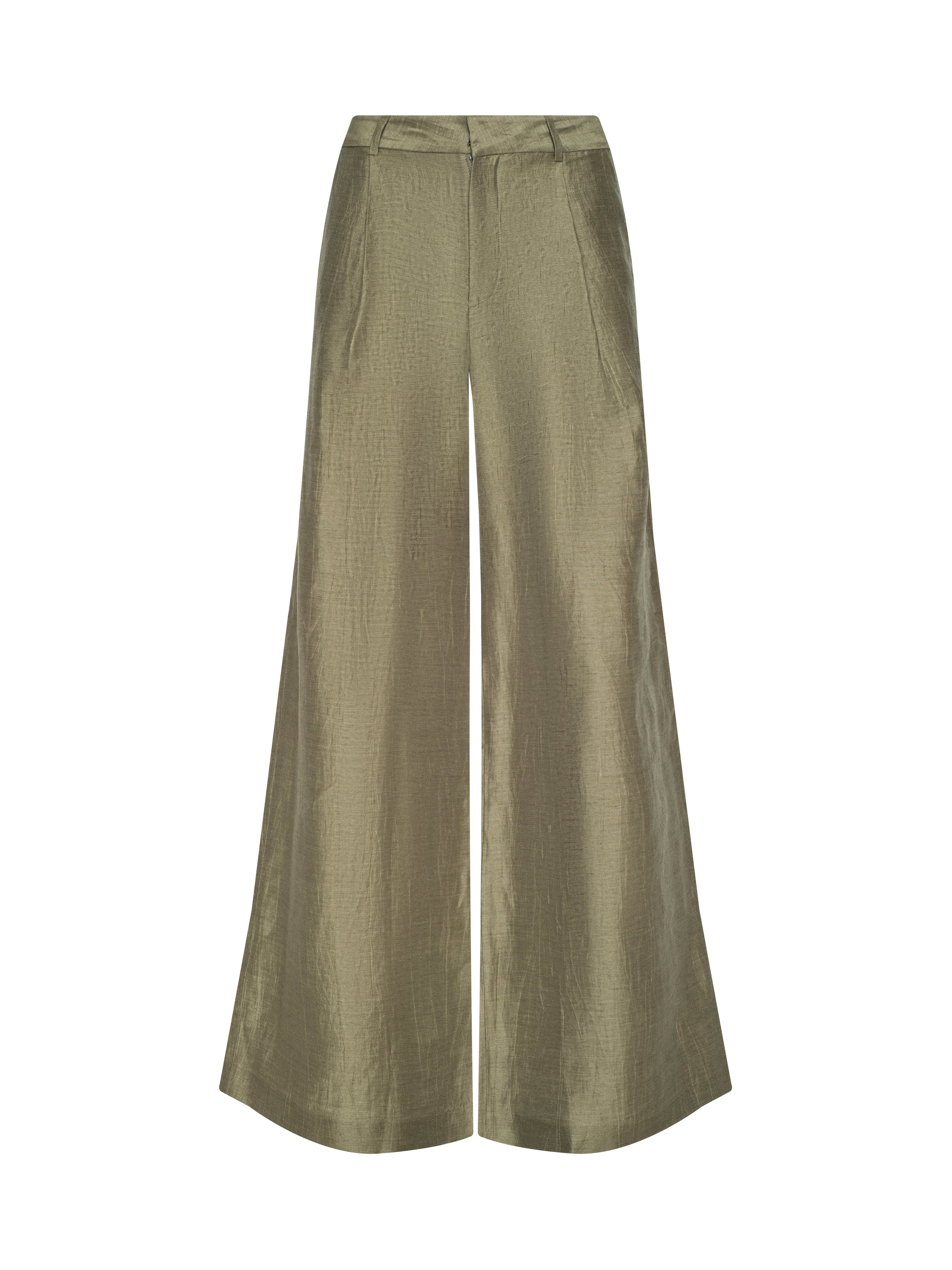 Allanah Linen-Blend Trouser In Grey Taupe