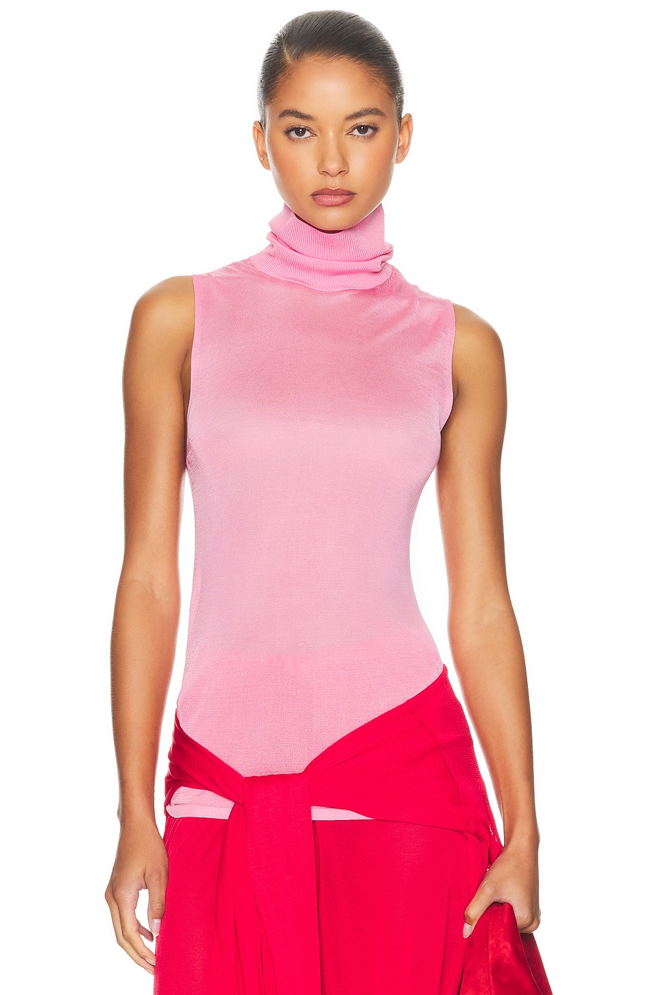 Helsa Arlena Sleveeveless Turtleneck in Pink. - XS also in L, M