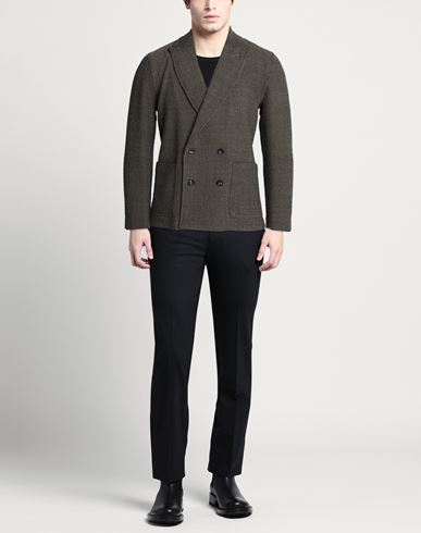 Man Blazer Khaki Size 40 Virgin Wool, Linen, Cotton, Polyamide, Elastane