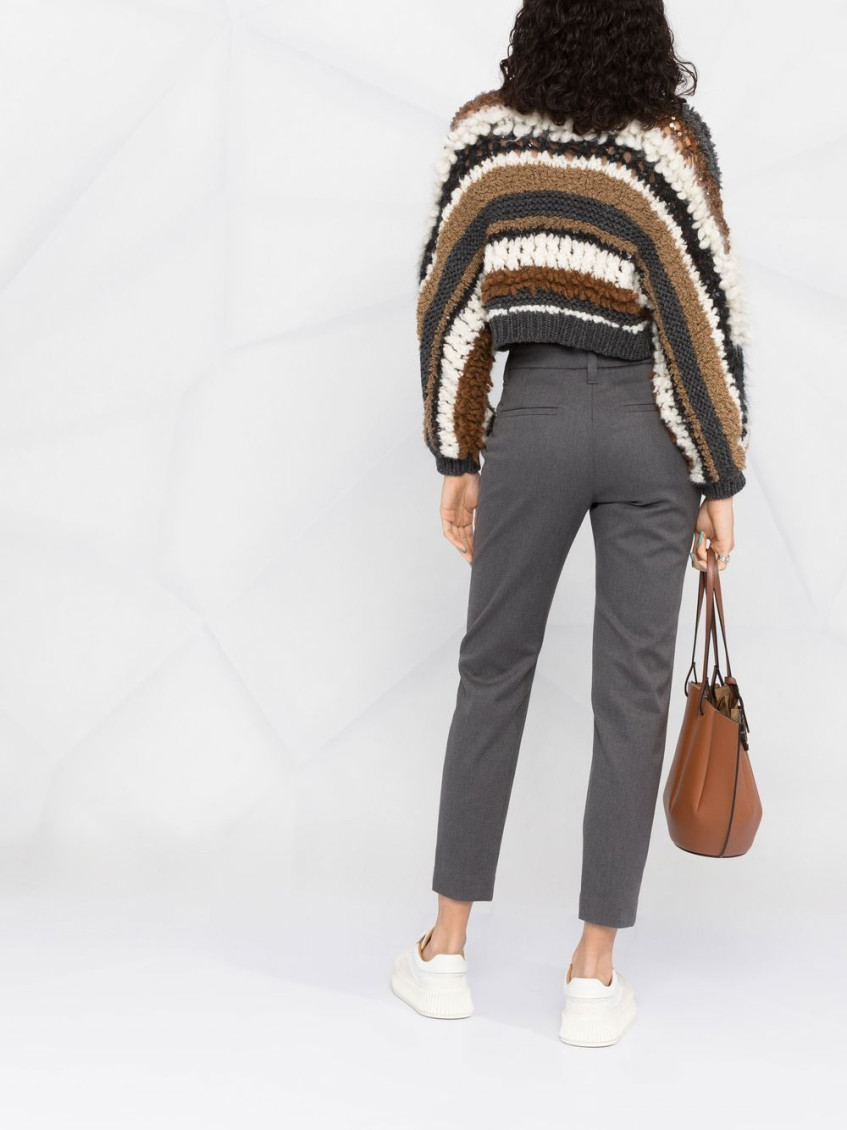 Grey Long cotton trousers