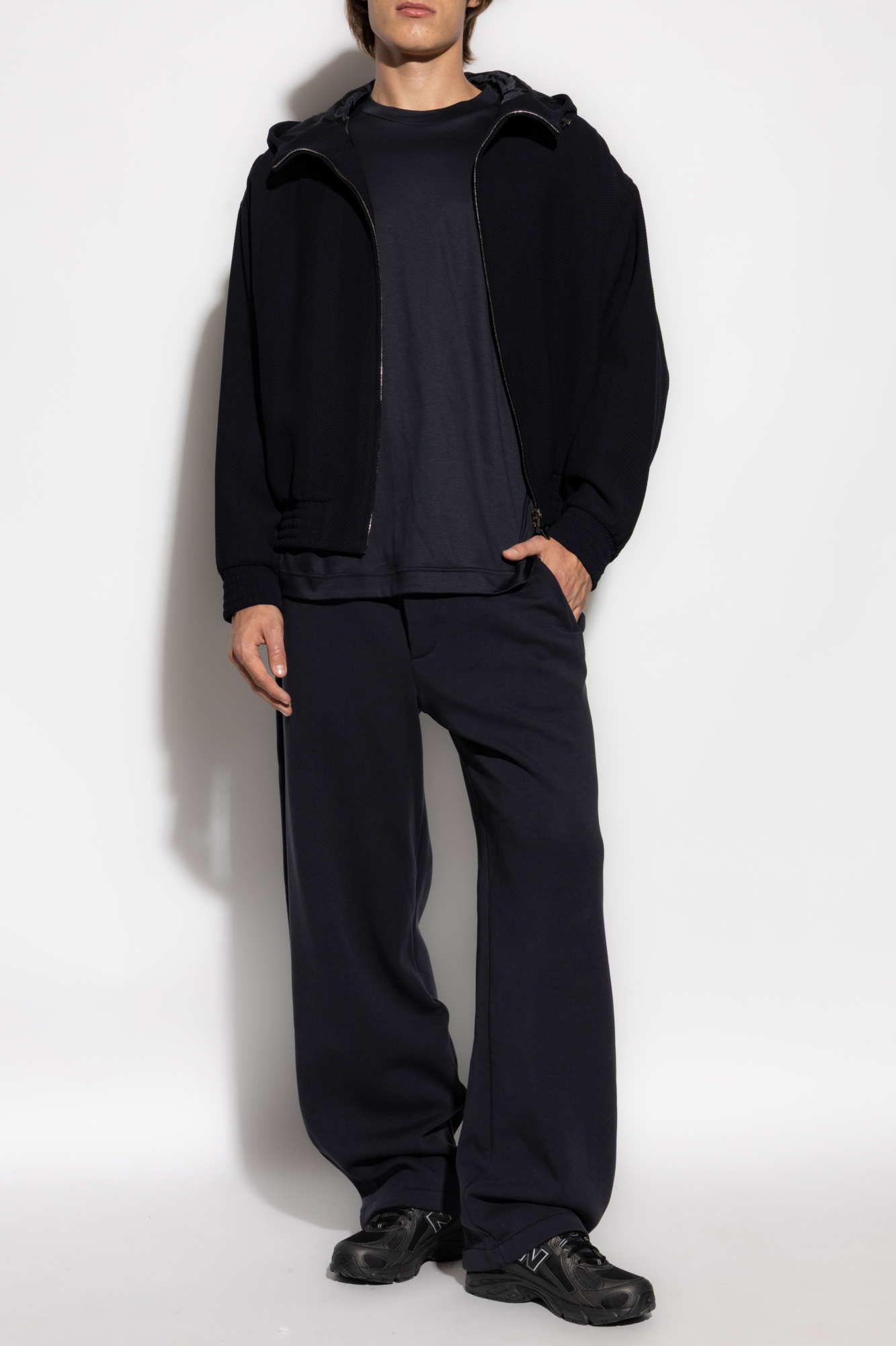 Wool Jacket With Herringbone Pattern, Men's, Black