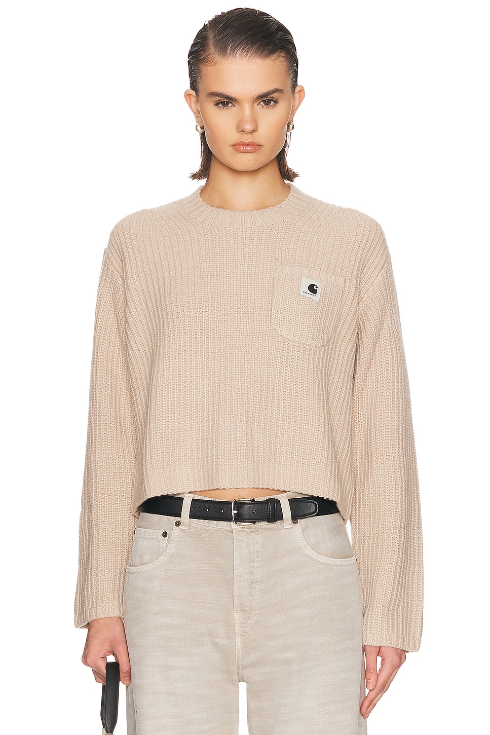 Carhartt WIP Mira Sweater in Fleur De Sel - Taupe. L also in M