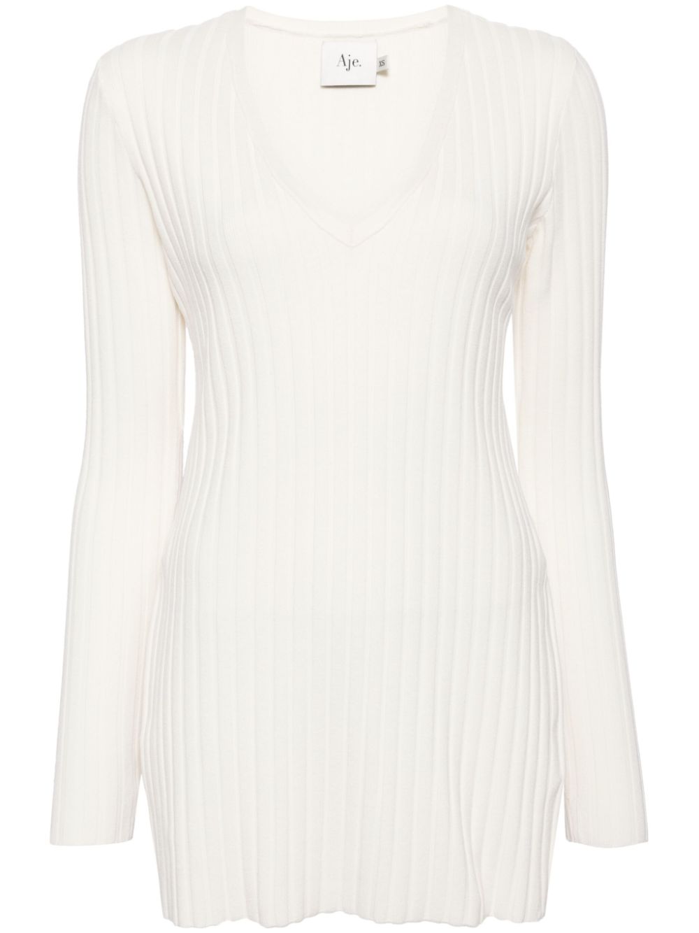 Logo-tape ribbed-knit jumper - White