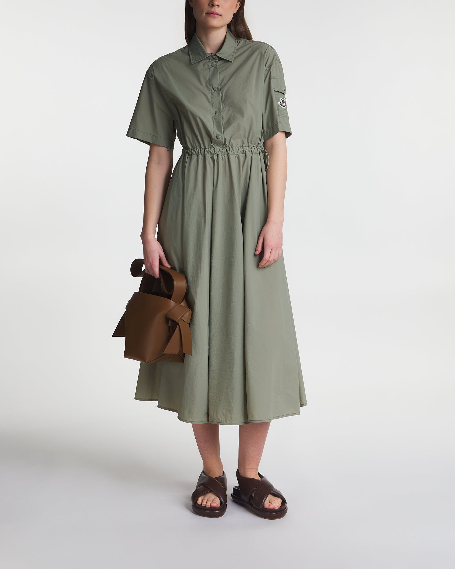 Moncler Dress Abito Poplin Midi Grey EUR