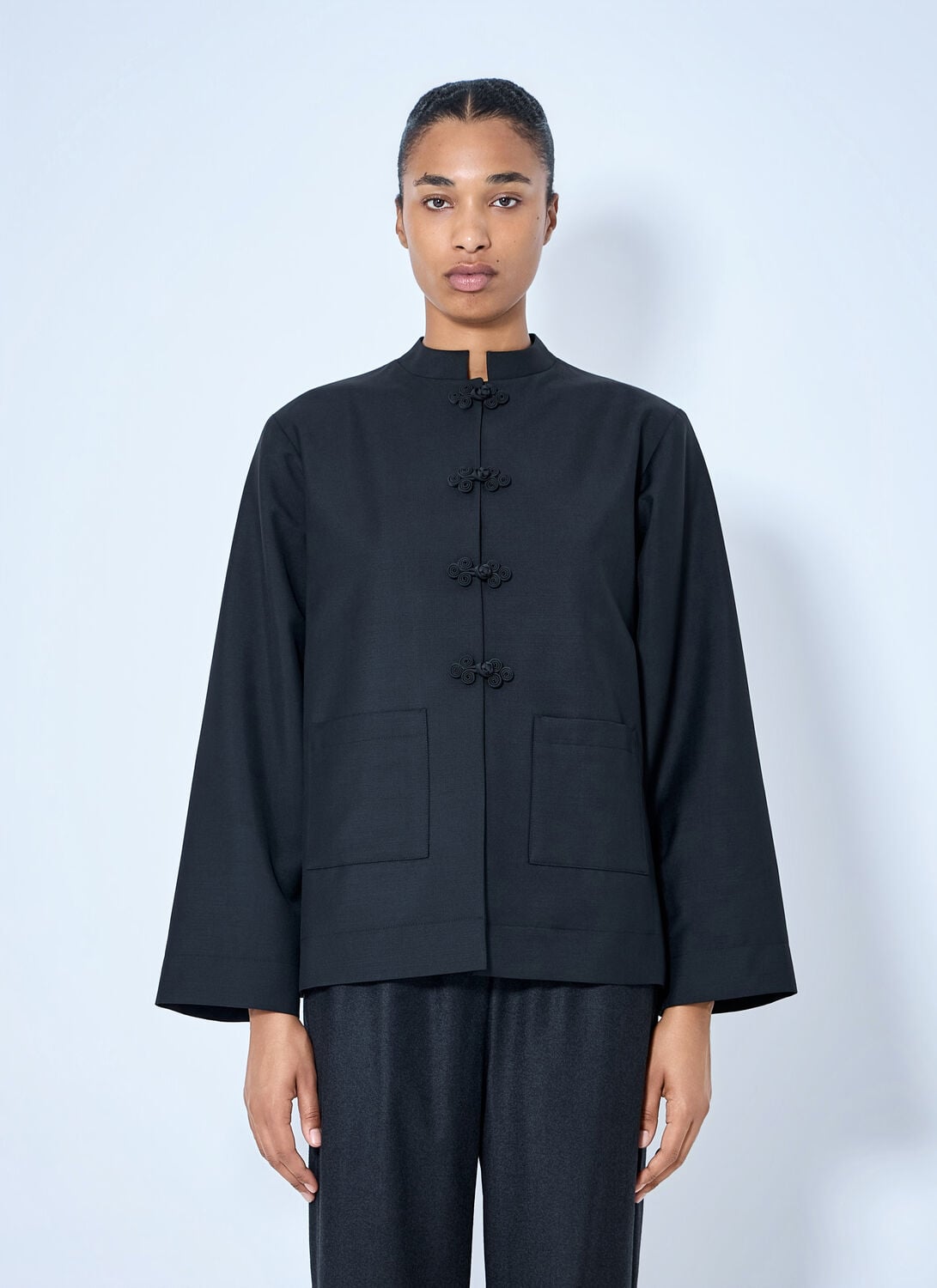 Pankou Closure Jacket - Woman Jackets Black Fr