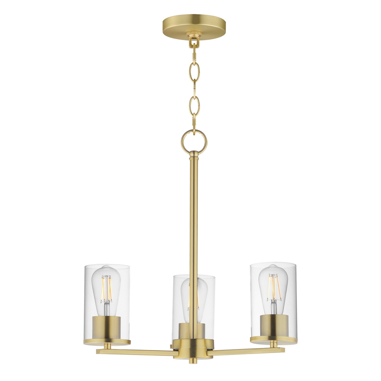 Satin Brass Chandelier from the Lateral Collection
