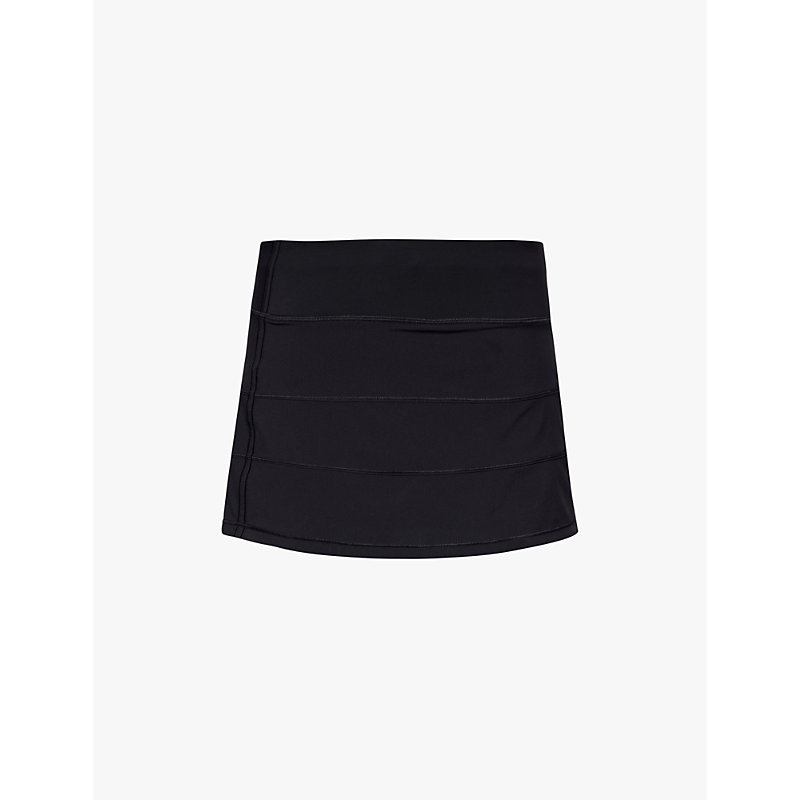 Womens Black Pace Rival Mid-rise Stretch Recycled-polyester Mini Skirt