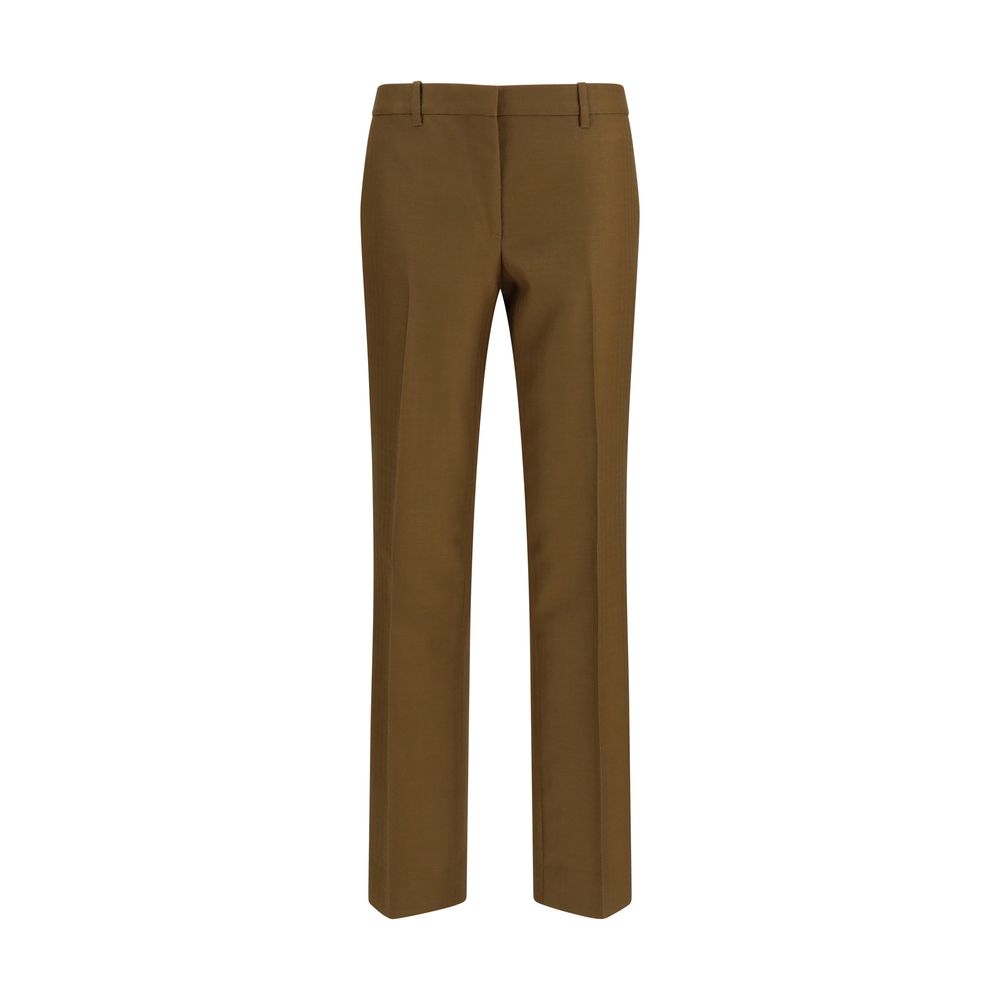 Wool Mohair Twill Trousers — Brown