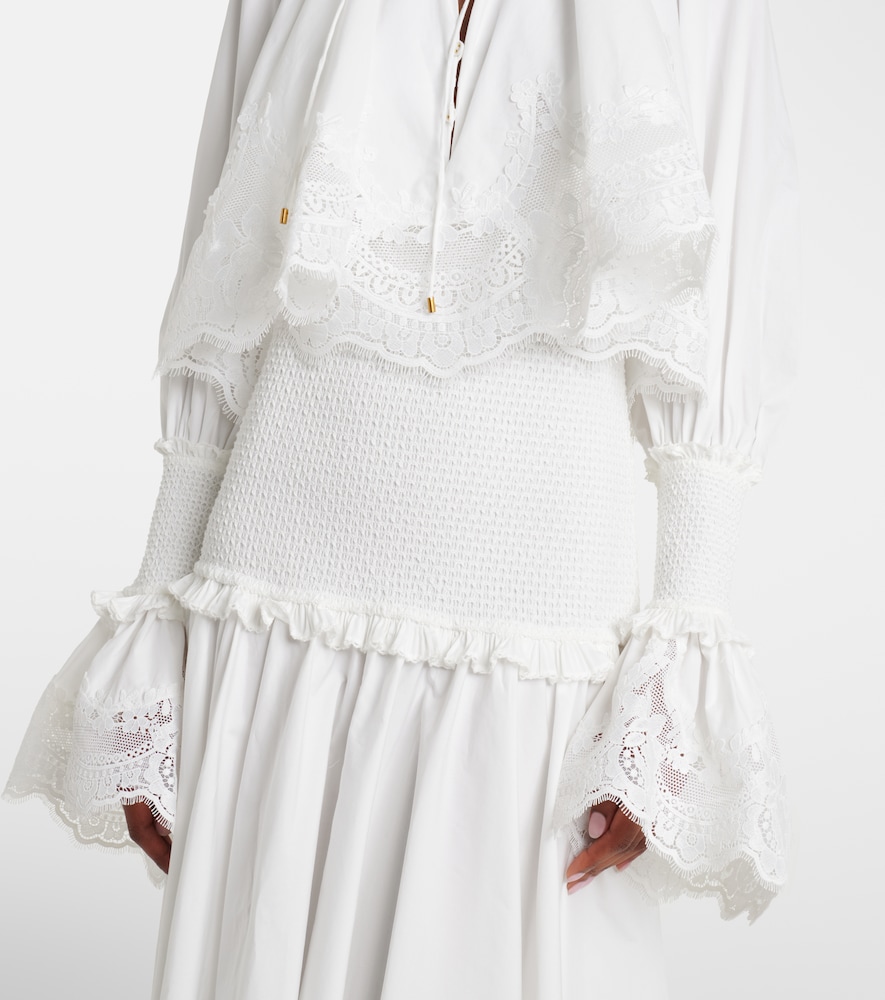 Alchemy lace-trimmed cotton poplin maxi dress
