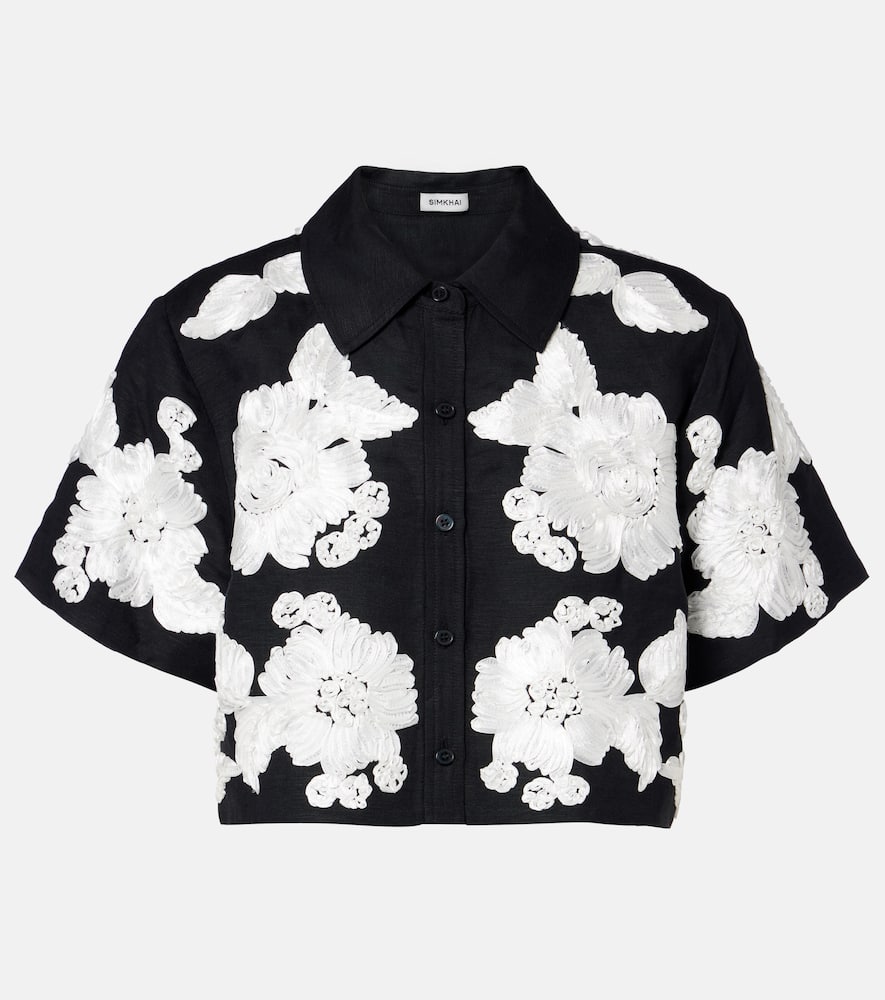 Callie embroidered linen-blend shirt