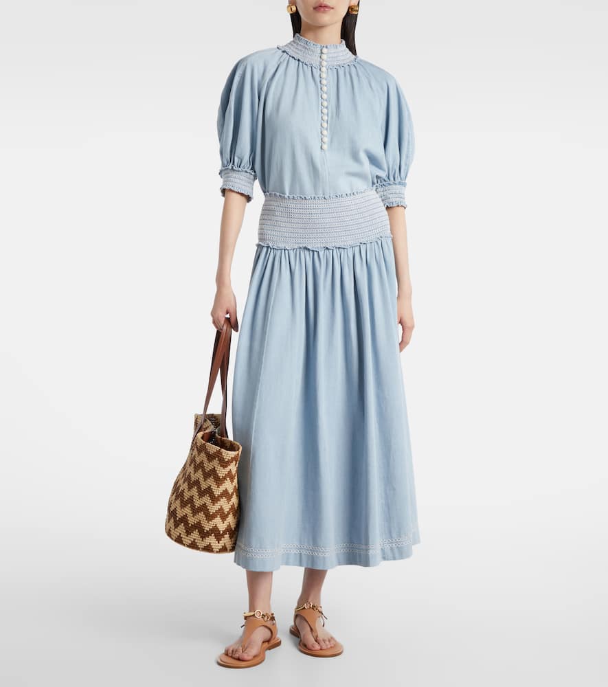 Ascension balloon-sleeve denim blouse