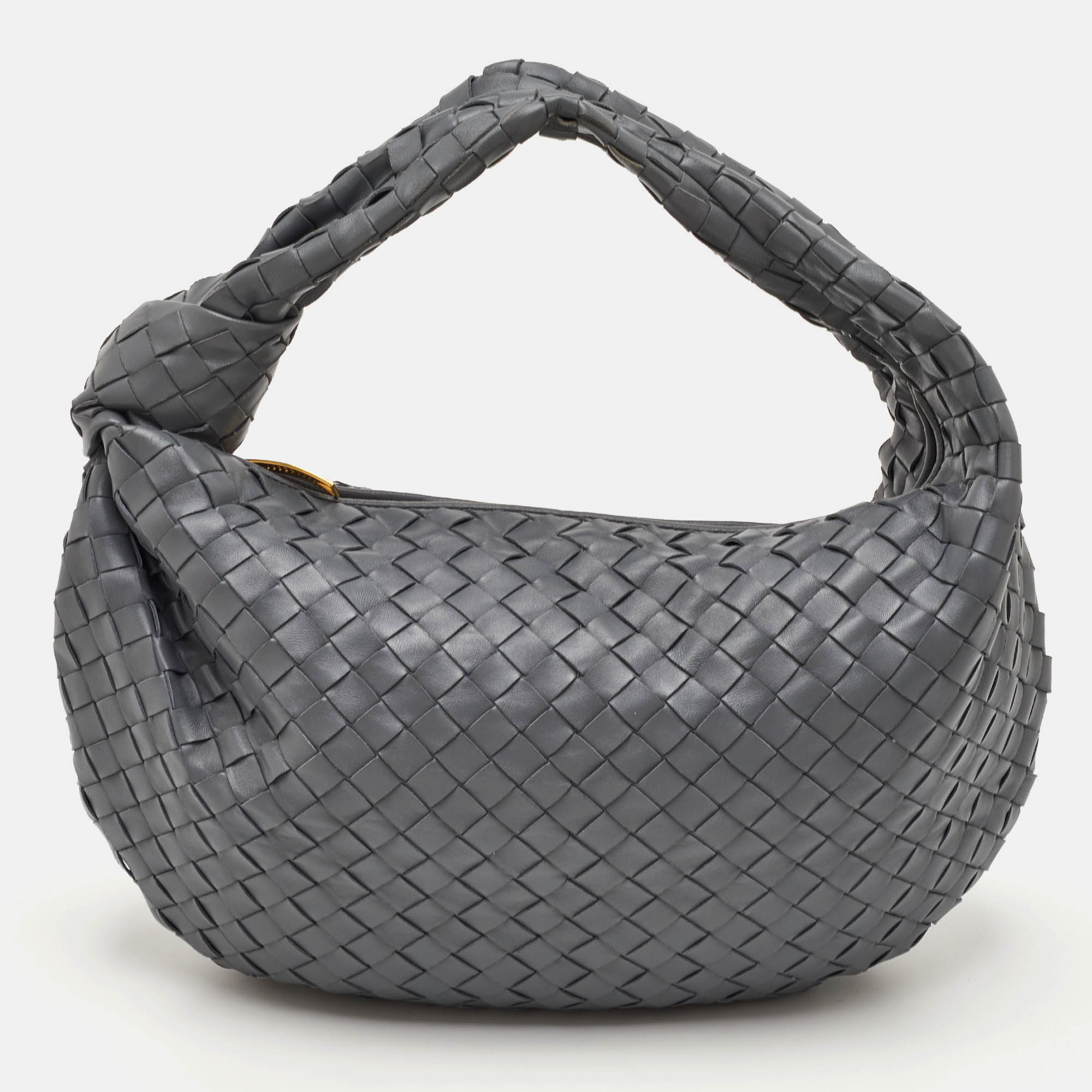 Bottega Veneta Jodie Medium Grey Intrecciato Leather Hobo