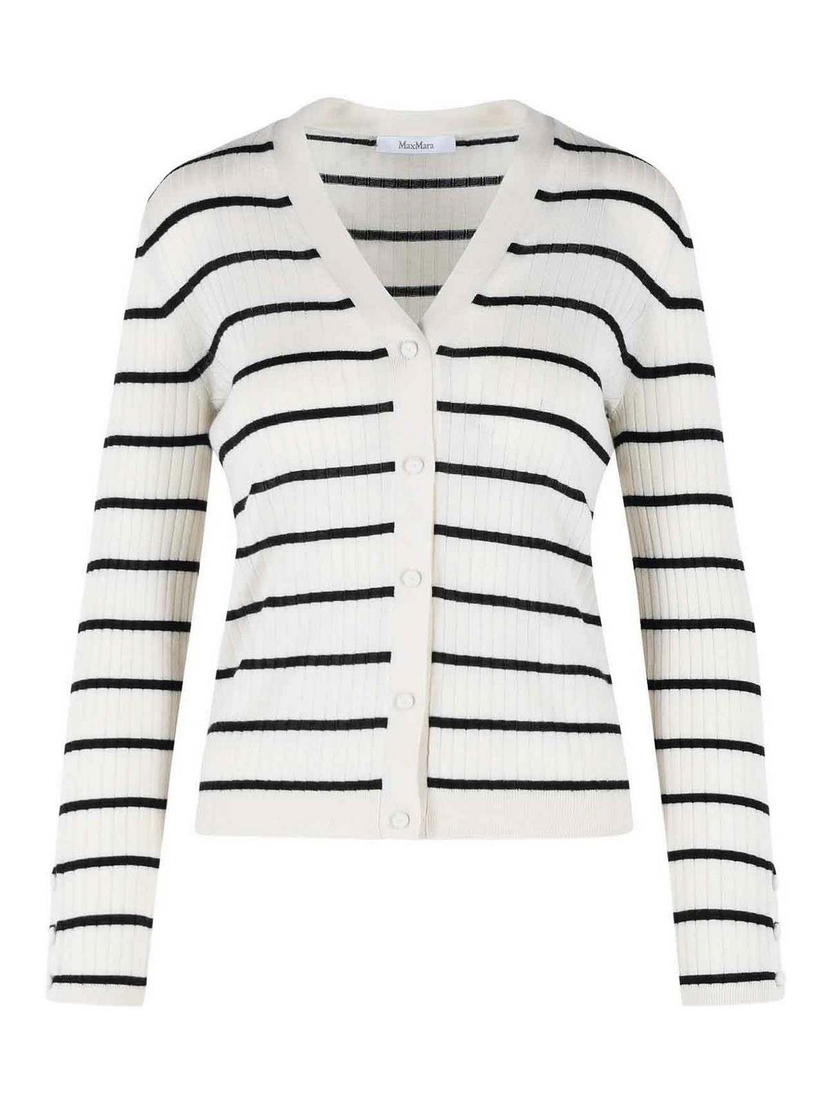 Max Mara - pedale cashmere silk striped v neck cardigan
