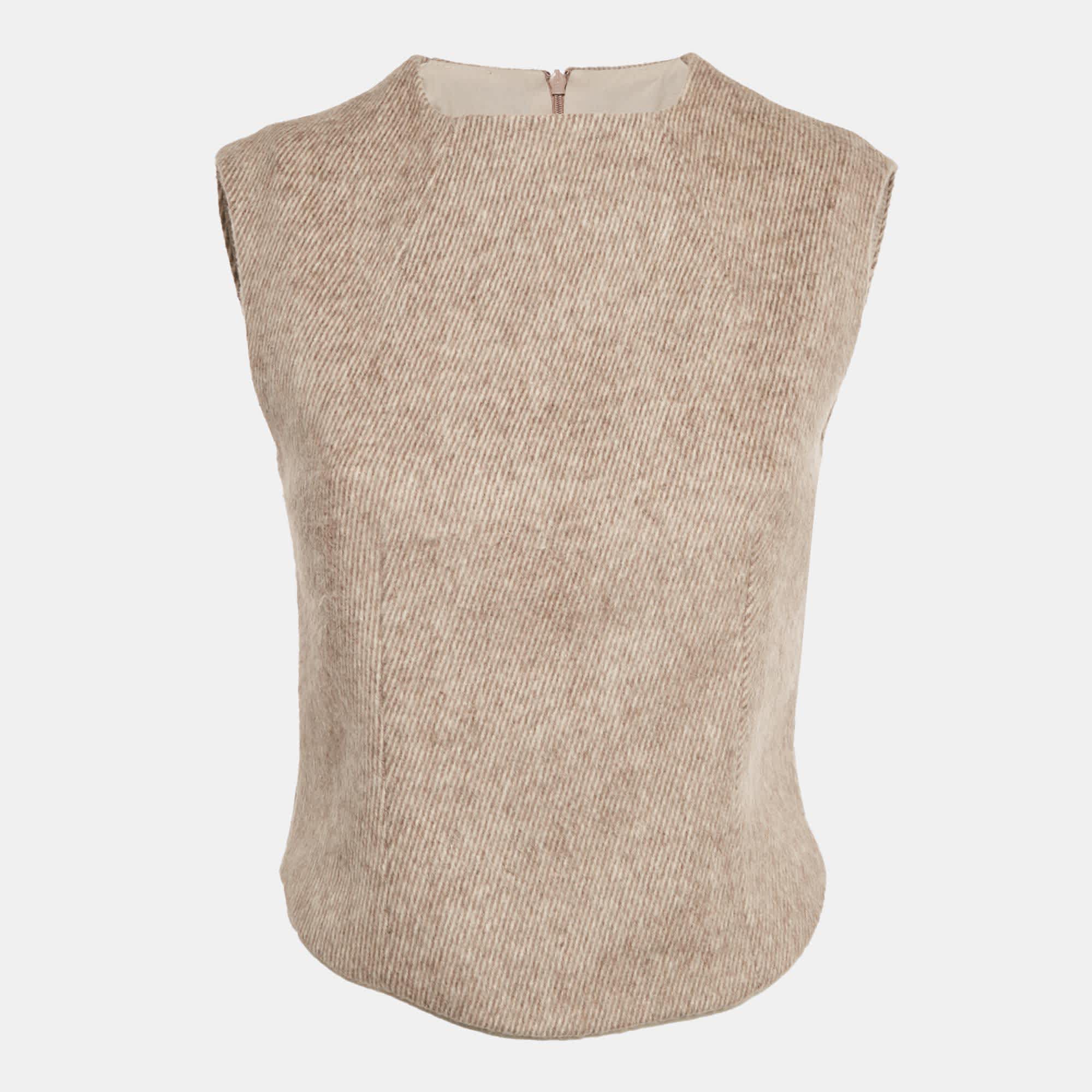Beige Gabardine Sleeveless Top