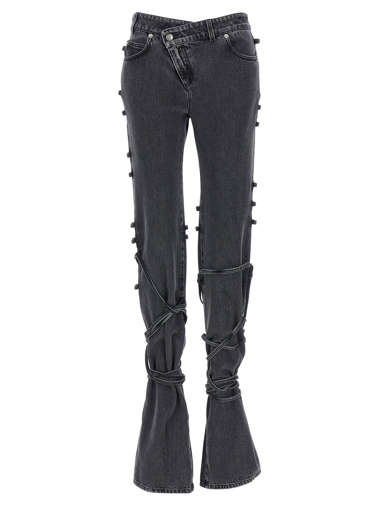 Strappy Flared Jeans — Black