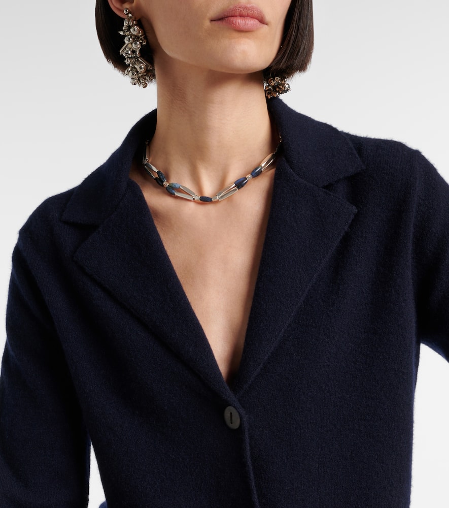 Cropped wool and cashmere cardigan