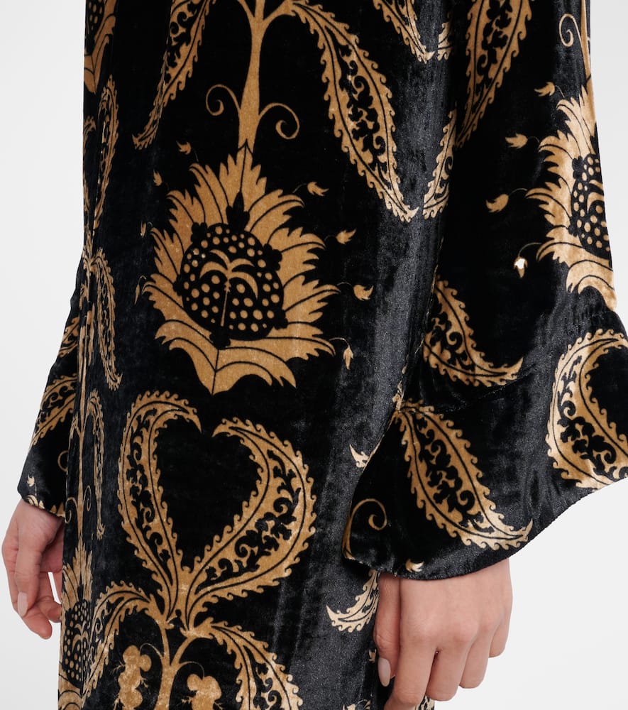 Embroidered velvet maxi dress