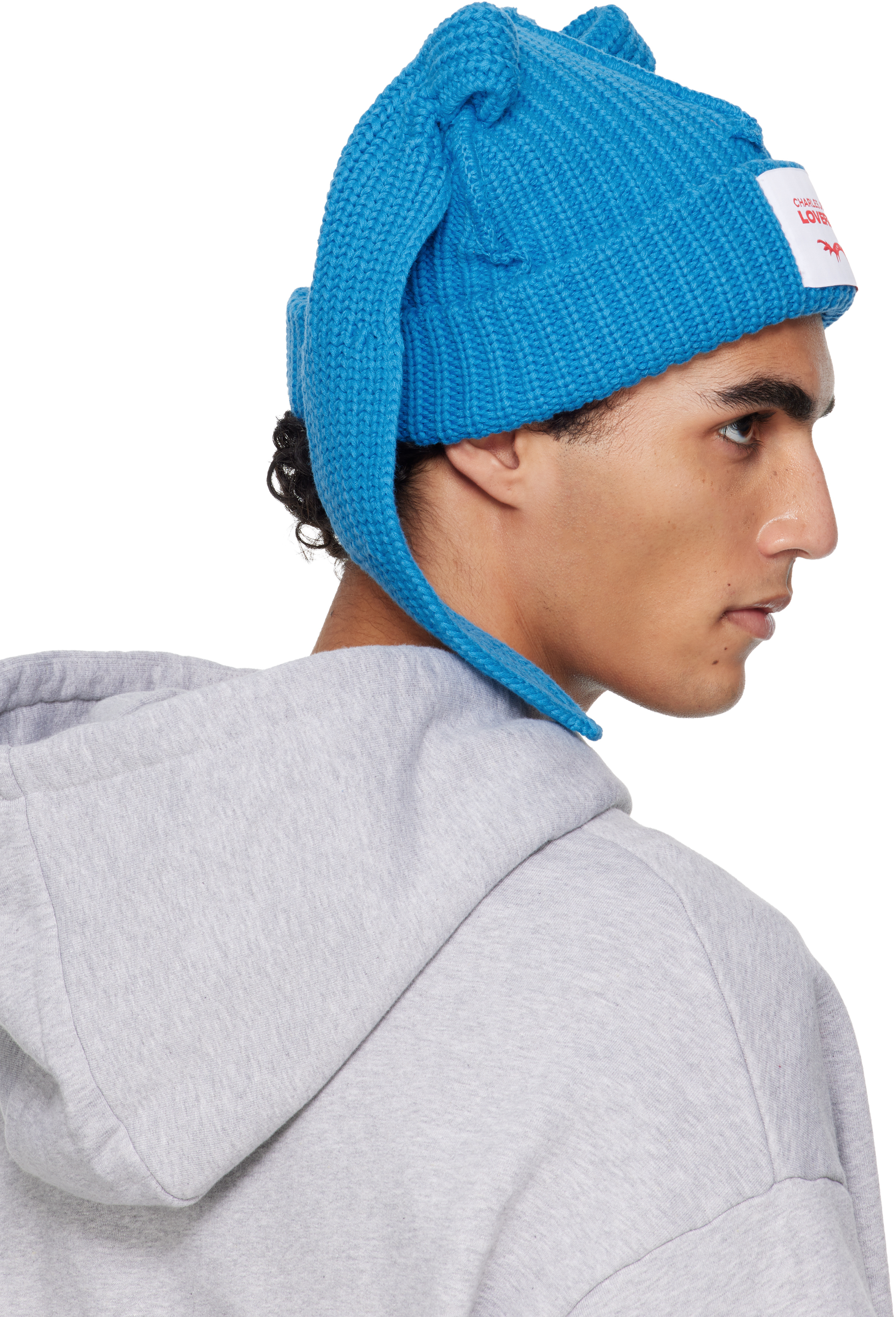 Blue Chunky Rabbit Beanie