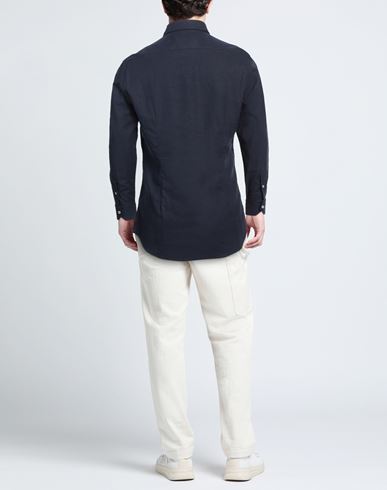Man Shirt Navy Size M Viscose, Linen