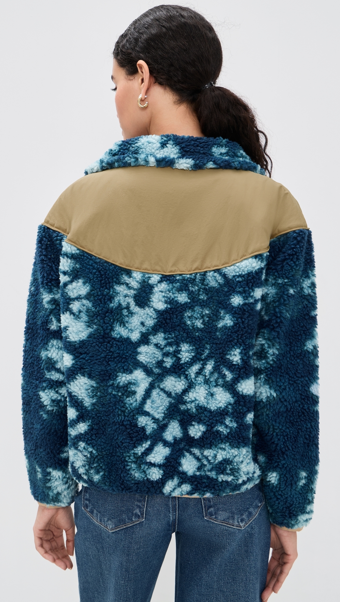 Jacquard Knit Long Sleeve Funnel Neck Jacket Tie Dye Jacquard