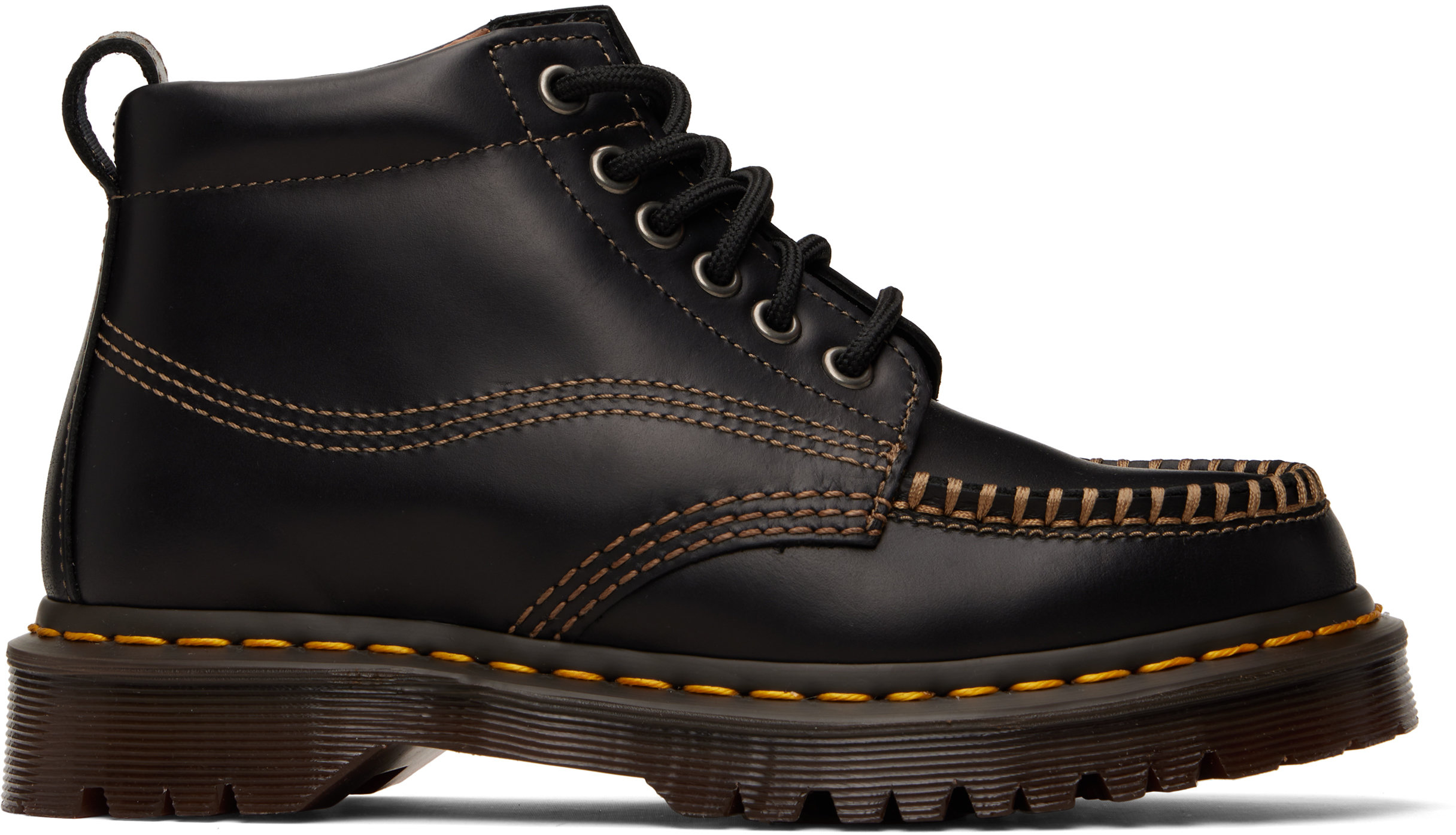 Black Lowell Chukka Moc Toe Leather Ankle Boots