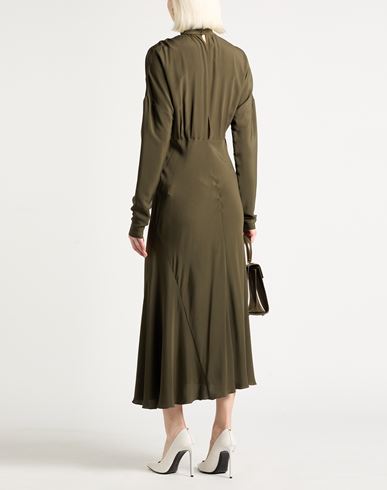Woman Maxi dress Military green Size 10 Acetate, Silk