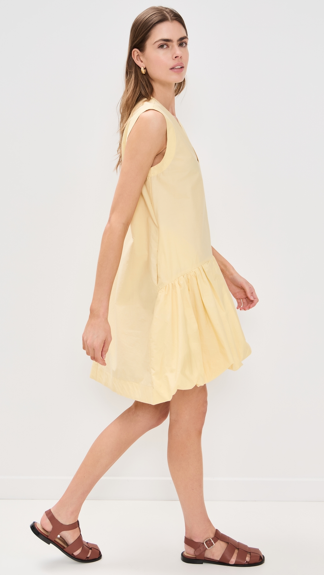 Emmet Poplin Bubble Tank Dress Butter