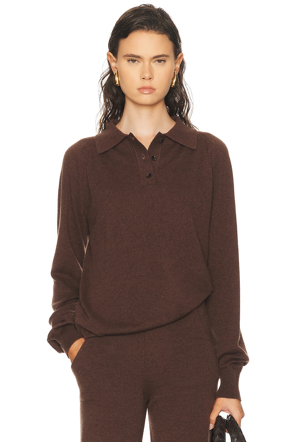 Amiya Heritage Travel Polo Sweater in Dark Brown - Chocolate. L also in