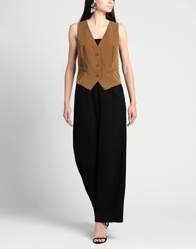 Woman Tailored Vest Brown Size M Polyester, Viscose, Elastane