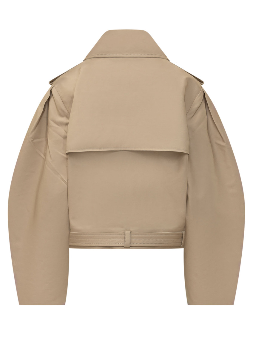 Beige Solid Shirt Collar Jacket