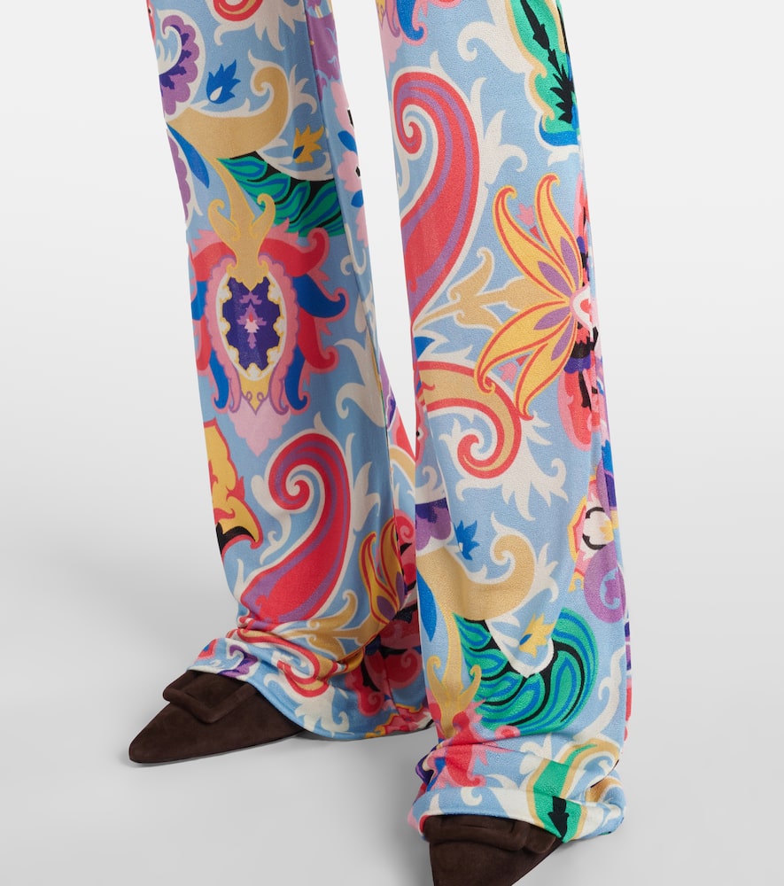 Paisley high-rise flared pants