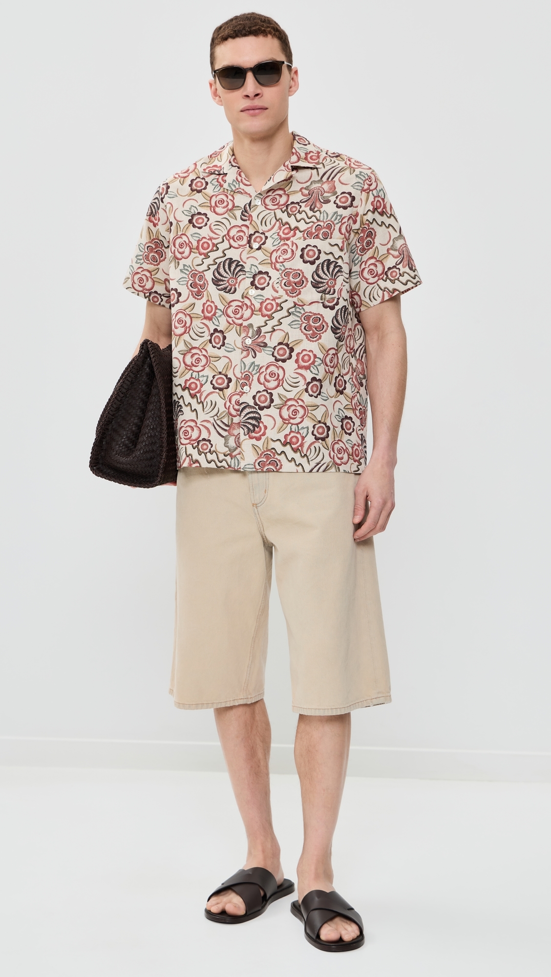 Flowers Painting Camp Shirt Red/Brown/Raw/Green/Yellow