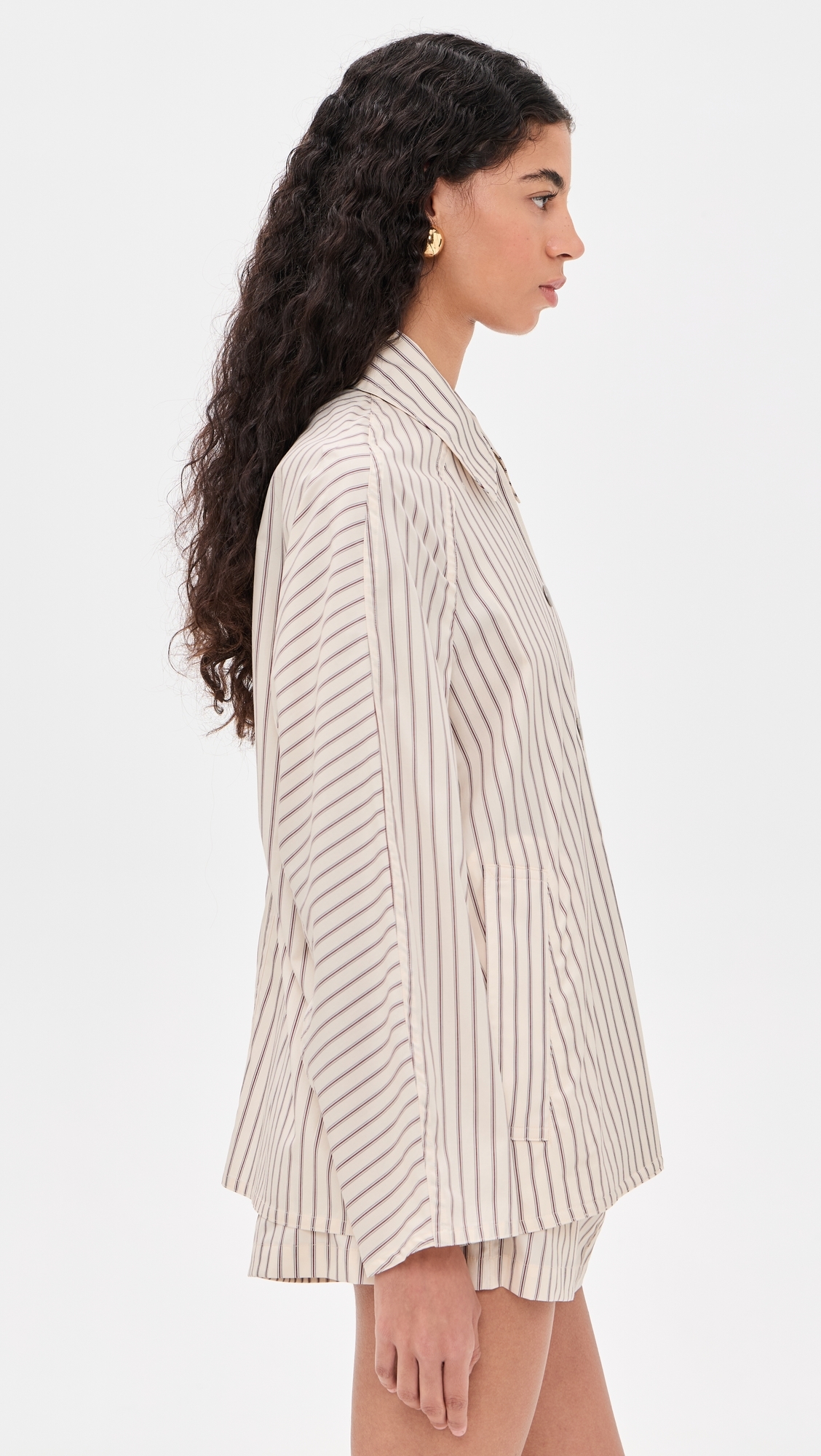 Gayle Striped Cropped Trench Red Stripe