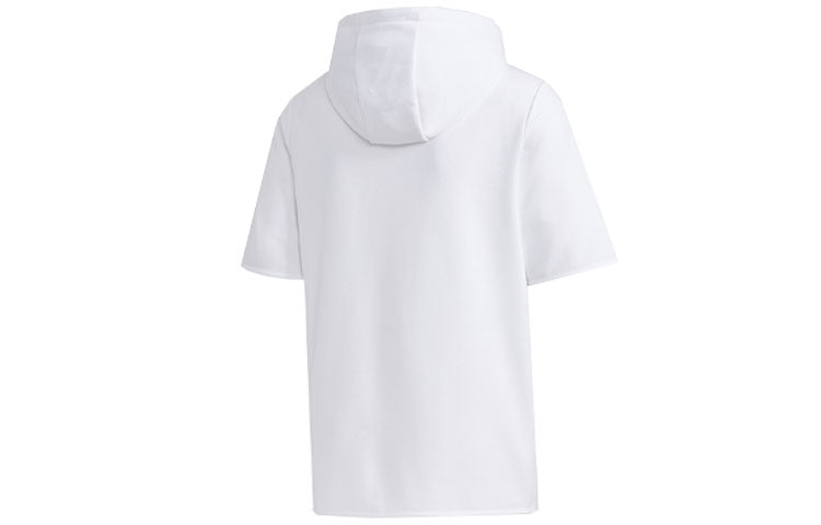 Men's neo Logo Embroidered Sports Pullover Hooded Short Sleeve White